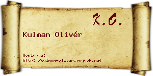 Kulman Olivér névjegykártya